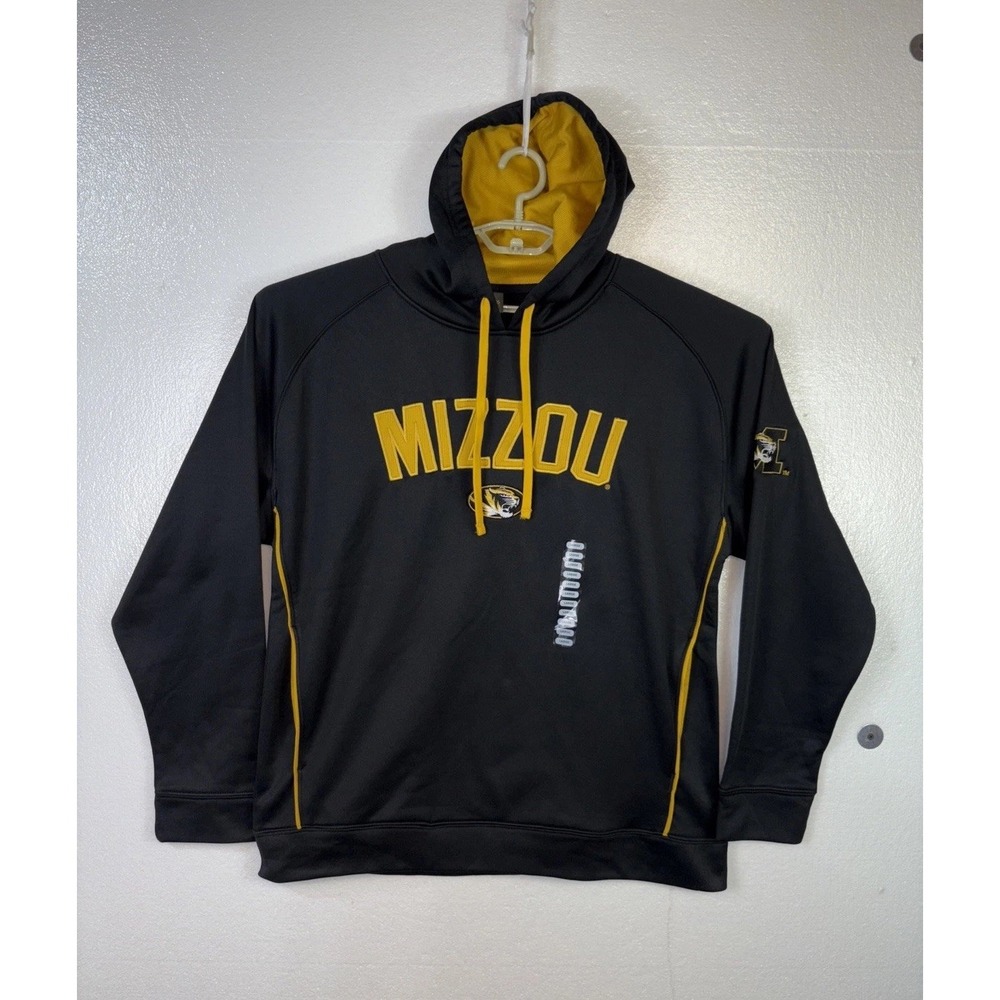 New Missouri Tigers Hoodie Mens Sz L Black Sports Logo Sweatshirt Pullover Mizzo